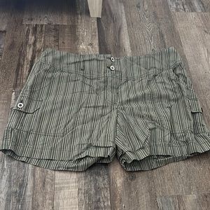 Olive green striped shorts